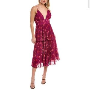 AMUR Catarina Pleated Midi Dress - Size 4